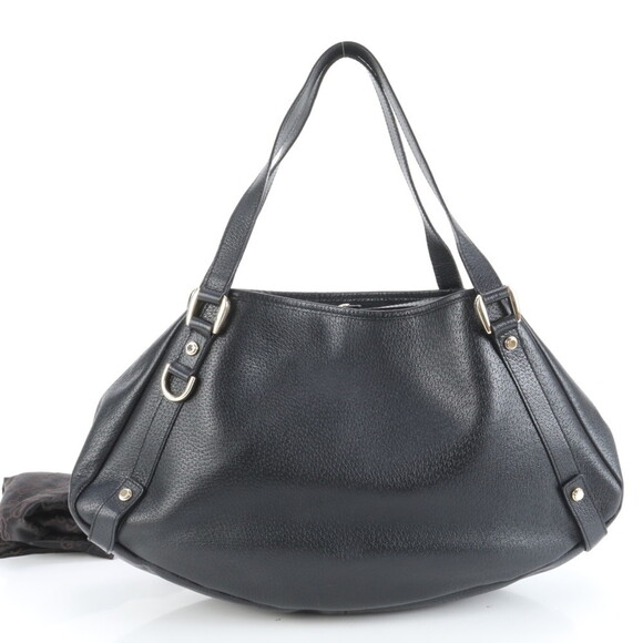 GUCCI Authentic Black Leather Tote Bag